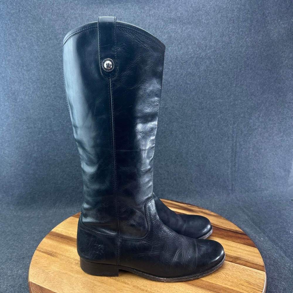 Frye Melissa Button 2 Equestrian-Inspired Tall Women's 8.5B Leather Boots-Black - Picture 1 of 10
